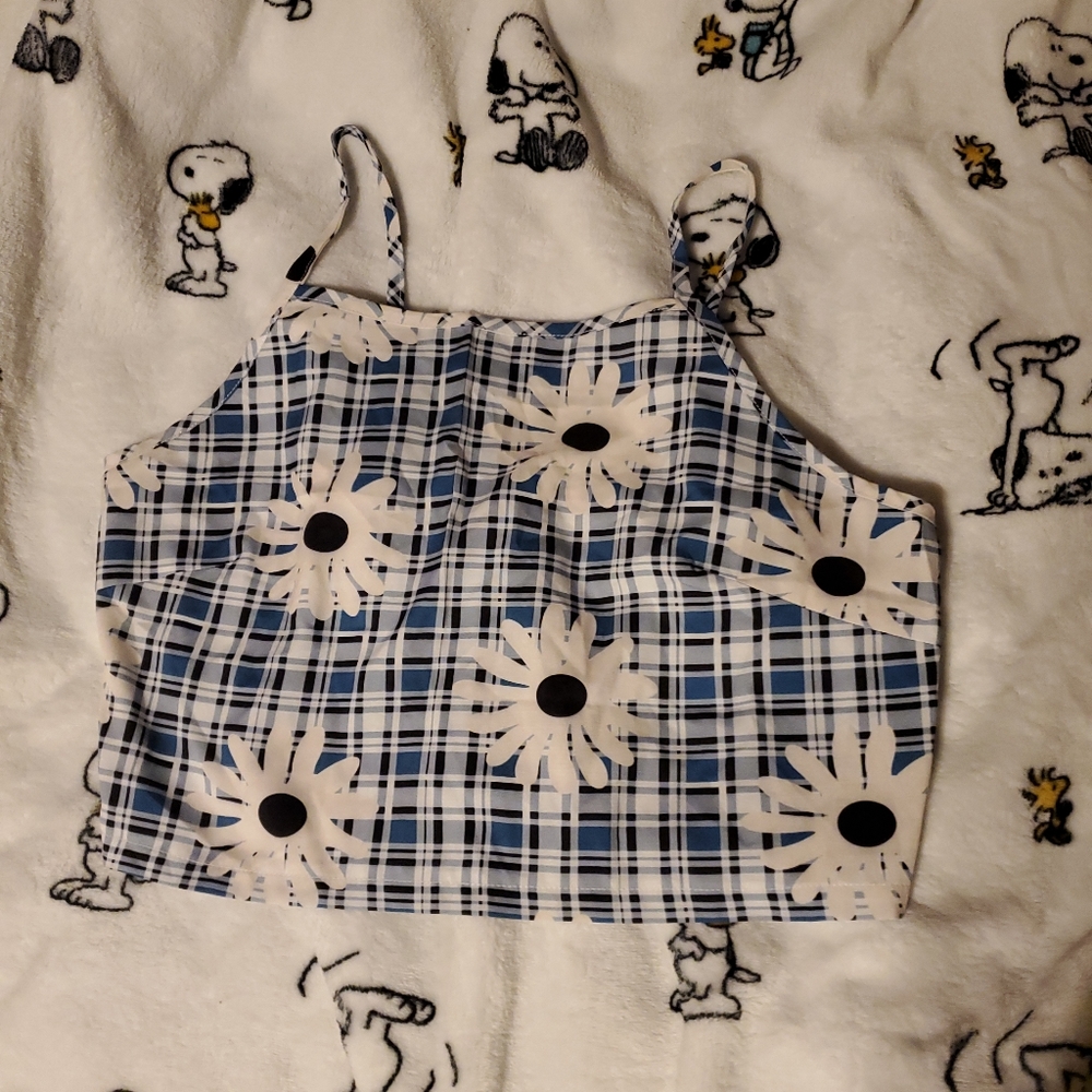 Plad daisy crop top
